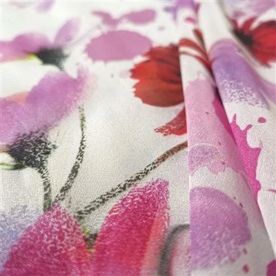 Tecido floral chiffon de seda